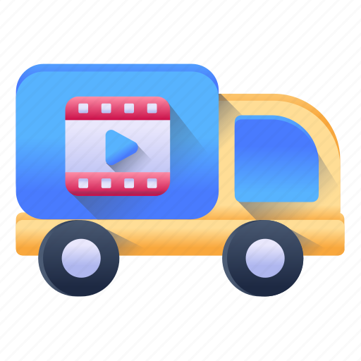 Movie van, auto, media van, media transport, press van icon - Download on Iconfinder