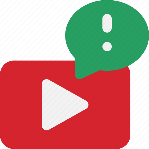 Caution, message, channel, play, video, multimedia, you tube icon - Download on Iconfinder