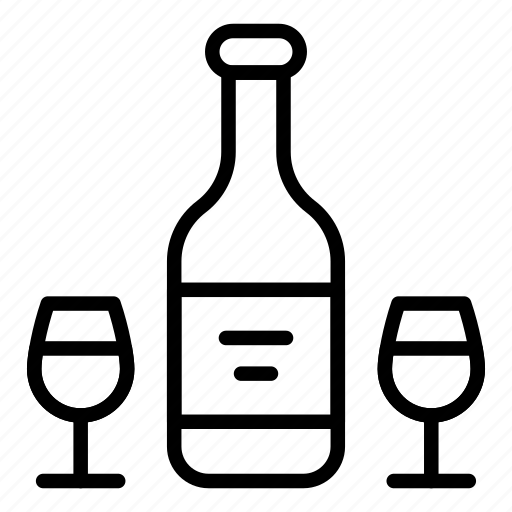 Wine bottle, glasses, beverage, wine, drink, alcohol, party icon - Download on Iconfinder