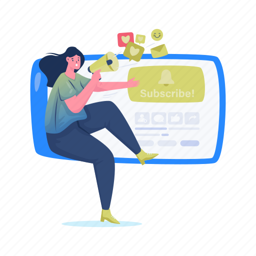 Subscribe, follow, notification, channel, social media, network, connection illustration - Download on Iconfinder