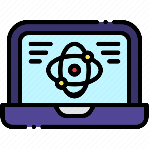 Laptop, physics, lab, atom, science, screen icon - Download on Iconfinder