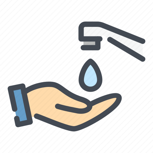 Hand, wash, clean, water, drop, tap icon - Download on Iconfinder