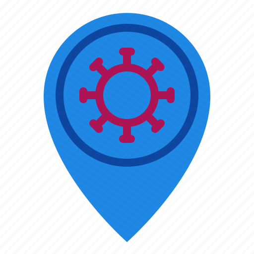 Coronavirus, covid, location, map, pin, placeholder, virus icon - Download on Iconfinder