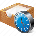 box, clock, documents, office, paper