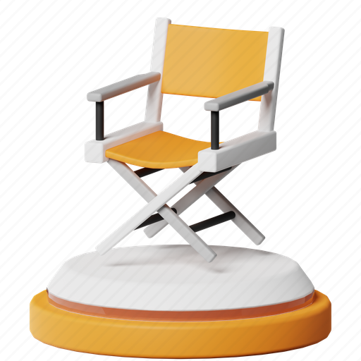 Director seat, chair, folding, filmmaking, production, director, cinema 3D illustration - Download on Iconfinder