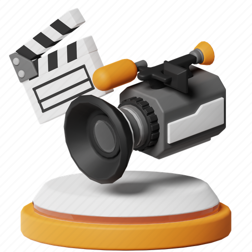 Movie production, shooting a film, production, record, camera, clapper, cinema 3D illustration - Download on Iconfinder