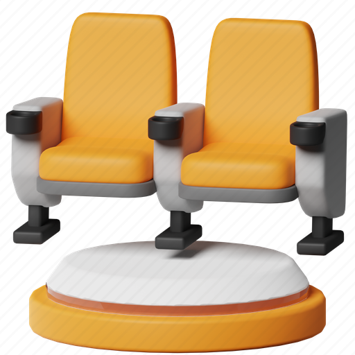 Movie seat, auditorium, chair, sofa, theater, seat, cinema 3D illustration - Download on Iconfinder