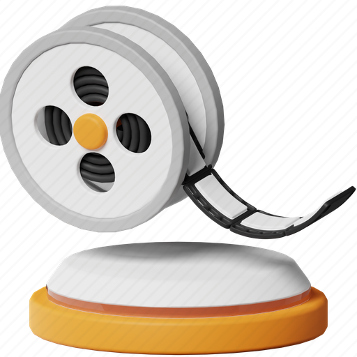 Roll film, film reel, filmstrip, roll, editing, play, cinema 3D illustration - Download on Iconfinder
