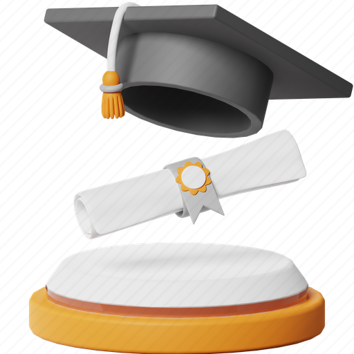 Graduate, mortarboard, certificate, graduation, diploma, degree, school 3D illustration - Download on Iconfinder