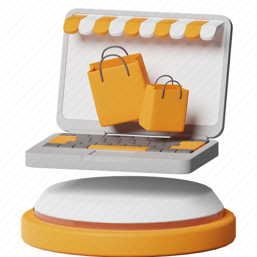 Ecommerce, commerce, online shop, online shopping, laptop, shopping bag, shopping 3D illustration - Download on Iconfinder