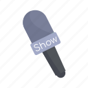 show, flat, icon, journalist, hands, microphones, device, equipment, record