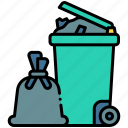 rubbish bin, bin, trash bin, trash can, plastic bag