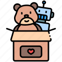 toys, donation, box, teddy bear, donate