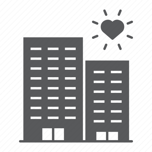 Volunteering, center, city, town, residential, building, heart icon - Download on Iconfinder