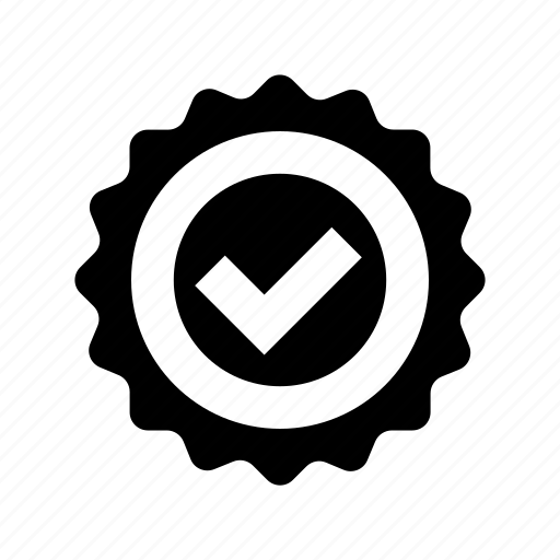 Checkmark, glossy badge, price badge, quality symbol, starburst shape icon - Download on Iconfinder