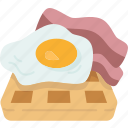 waffle, bacon, egg, breakfast, cuisine