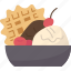 waffle, ice, cream, sundae, dessert 
