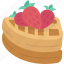 waffle, strawberry, fruit, dessert, bakery 