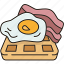 waffle, bacon, egg, breakfast, cuisine
