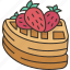 waffle, strawberry, fruit, dessert, bakery 