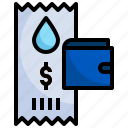 water, bill, wallet, coin, droplet, payment