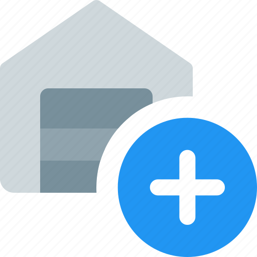 Warehouse, plus, delivery, add icon - Download on Iconfinder