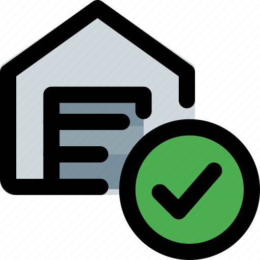 Warehouse, delivery, tick mark, approved icon - Download on Iconfinder