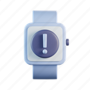 smartwatch, exclamation, device, watch, alert, warning, issue