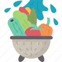 vegetable, washing, strainer, cleaning, food