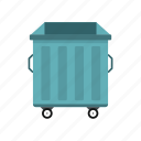 basket, bin, dumpster, garbage, recycle, waste, wheels 