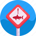 danger sign, shark sign, watersports