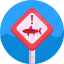 danger sign, shark sign, watersports 
