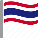 country, flag, pole, tha, thai, thailand, waving