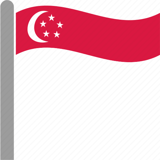 Country, flag, pole, sgp, singapore, waving icon - Download on Iconfinder