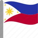 country, flag, philippine, philippines, phl, pole, waving