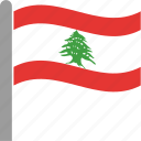 country, flag, lbn, lebanese, lebanon, pole, waving