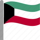 country, flag, kuwait, kuwaiti, kwt, pole, waving
