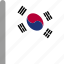 country, flag, korea, korean, pole, south, waving 