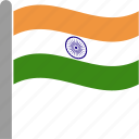 country, flag, ind, india, indian, pole, waving
