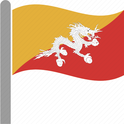 Bhutan, bhutanese, btn, country, flag, pole, waving icon - Download on Iconfinder