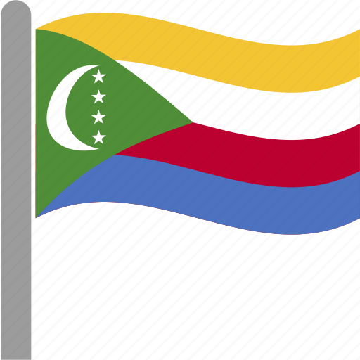 Comores, comorian, comoros, country, flag, pole, waving icon - Download on Iconfinder