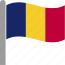 country, flag, pole, romania, romanian, rou, waving