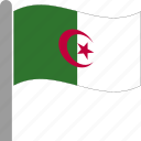 algeria, algerian, country, dza, flag, pole, waving