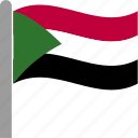 country, flag, pole, sdn, sudan, sudanese, waving