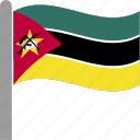 country, flag, moz, mozambican, mozambique, pole, waving
