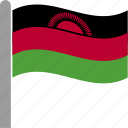 country, flag, malawi, malawian, mwi, pole, waving