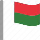 country, flag, madagascar, malagasy, mdg, pole, waving