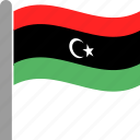 country, flag, lby, libya, libyan, pole, waving