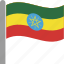 country, eth, ethiopia, ethiopian, flag, pole, waving 
