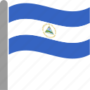 country, flag, nic, nicaragua, nicaraguan, pole, waving